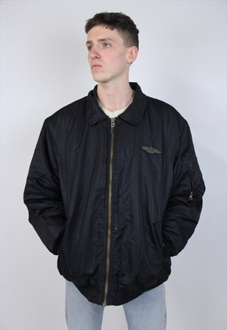 VINTAGE 90S BLACK BOMBER JACKET