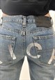 VINTAGE Y2K FLARED LOGO LOW RISE JEANS 