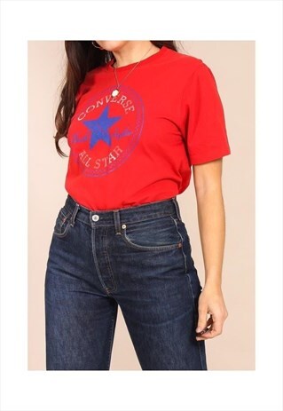 VINTAGE 90S OVERSIZED CONVERSE T-SHIRT IN RED