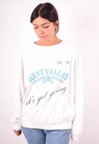 WOMENS VINTAGE SWEATSHIRT JUMPER LARGE WHITE 90S