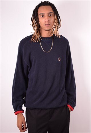 TOMMY HILFIGER MENS VINTAGE JUMPER SWEATER XL BLUE 90S