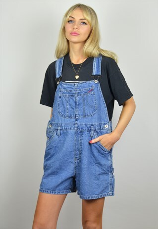 VINTAGE 90S BLUE DENIM SHORT DUNGAREES
