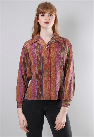 VINTAGE 80S CRAZY PATTERNED BLOUSE
