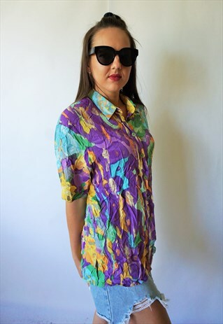 VINTAGE TOP BLOUSE SHIRT BOHO SHIRTS HIPPIE RETRO FLORAL