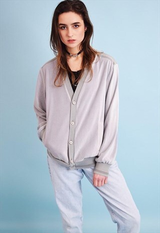 90'S RETRO GRUNGE VELVETEEN OVERSIZED DADS BOMBER JACKET