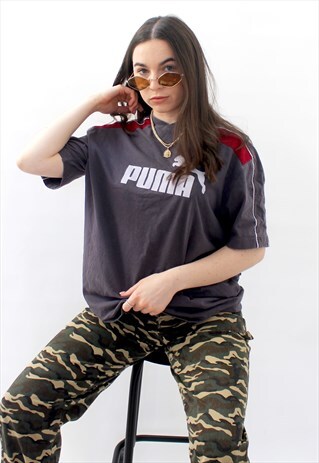90'S RETRO GREY OVERSIZED SPELL-OUT T-SHIRT