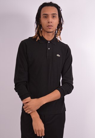 LACOSTE MENS VINTAGE POLO SHIRT MEDIUM BLACK 90S
