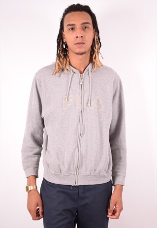 FILA MENS VINTAGE HOODIE JACKET XXL GREY 90S