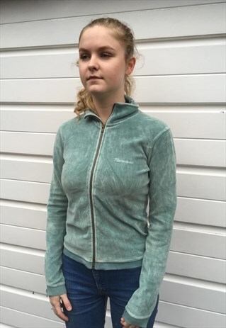 WOMENS 90S TIMBERLAND JACKET LIGHT BLUE VELVOUR ZIPPER TOP