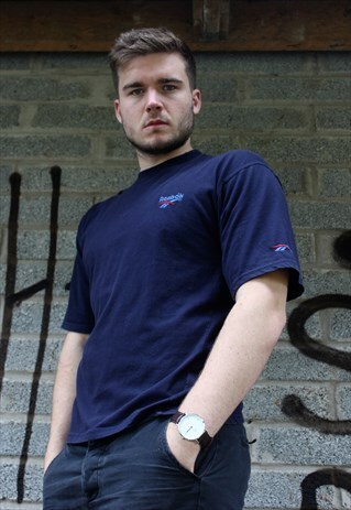 90'S NAVY EMBROIDERED LOGO T-SHIRT