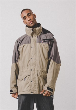 BERGHAUS AQUAFOIL JACKET MENS KHAKI/GREY REMOVABLE FLEECE