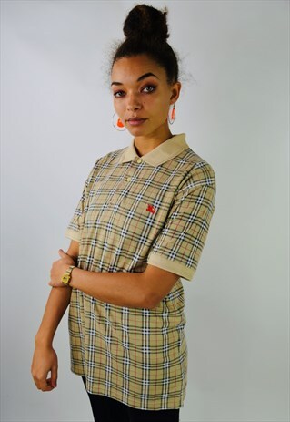 VINTAGE RARE BURBERRY NOVA PRINT POLO SHIRT