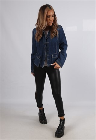 VINTAGE TOMMY HILFIGER DENIM JACKET BLAZER UK 12 M (CBDR)