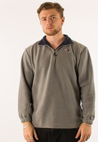 VINTAGE GREY NEW ENGLAND PATRIOTS NFLQUARTER ZIP FLEECE