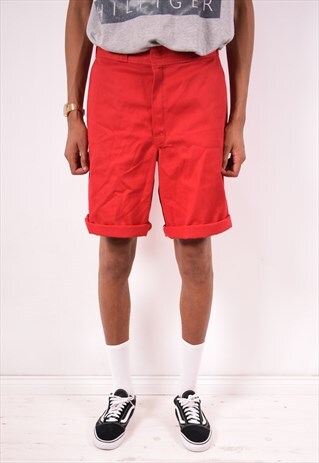 DICKIES MENS VINTAGE SHORTS W34 RED 90S