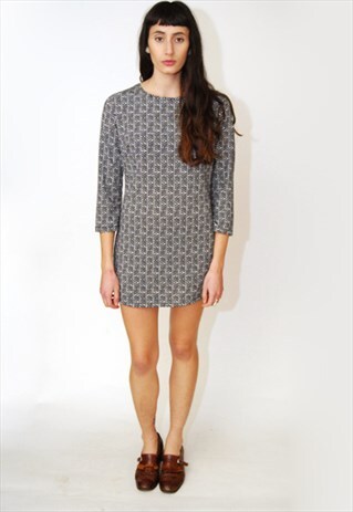 GEOMETRIC PRINT DRESS (S/M) PATTERN 90S VINTAGE SLIM BODYCON