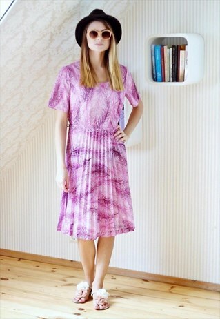 LILAC PLEATED FEATHERS DRESS