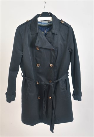 VINTAGE 90S TRENCH COAT IN BLACK