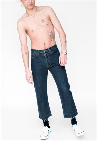 VINTAGE 90S CLASSIC 501 CROPPED JEANS IN DARK BLUE