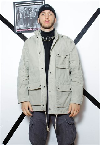 80S VINTAGE 90S GRUNGE POCKET CARGO UTILITY KHAKI JACKET