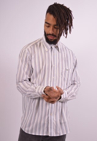 LACOSTE MENS SHIRT XL WHITE STRIPES VINTAGE
