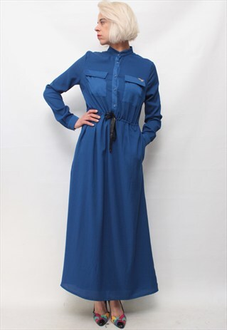 VINTAGE 80' BEAUTIFUL AMAZING MAXI ELECTRIC BLUE DRESS