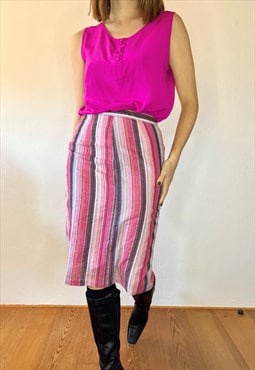 1970's vintage rainbow vertical and chevron striped skirt