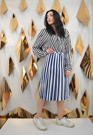 VINTAGE BLUE STRIPED SKIRT