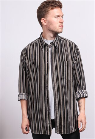 VINTAGE CORDUROY CORD STRIPED SHIRT