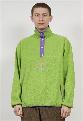 VINTAGE 80'S BRIGHT GREEN FLEECE SWEATSHIRT