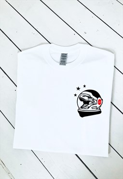 Space T-rex graphic print white unisex T-shirt