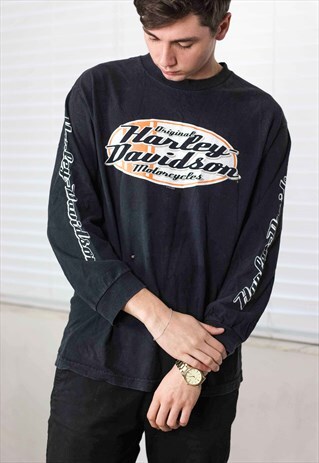 VINTAGE ROCKET HARLEY-DAVIDSON T-SHIRT LOGO 90S L 10.2