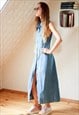 LIGHT BLUE DENIM MIDI SLEEVELESS DRESS