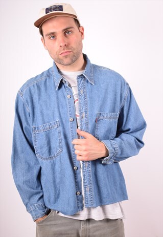 LEVI'S MENS VINTAGE DENIM SHIRT LARGE BLUE 90S