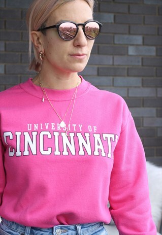 VINTAGE Y2K HOT PINK CINCINNATI COLLEGE SWEATSHIRT