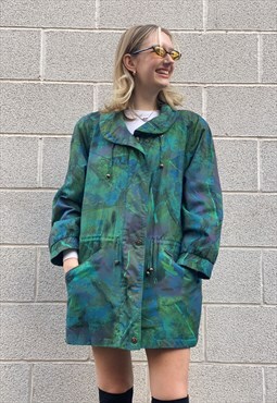 Revival Vintage 80s Green Abstract Print Coat