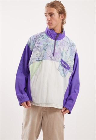 VINTAGE REEBOK 1/4 ZIP PATTERNED FESTIVAL JACKET