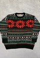 VINTAGE KNITTED JUMPER ABSTRACT FLOWER PATTERNED SWEATER