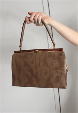 Revival Vintage 60s Brown Faux Leather Box Handbag