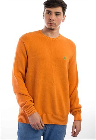 VINTAGE POLO RALPH LAUREN LOGO SWEATER JUMPER 90S XL 22.5