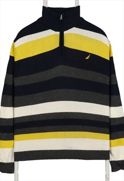 Vintage 90's Nautica Jumper / Sweater Quarter Zip Striped