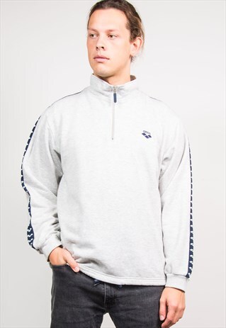 VINTAGE 90'S ARENA GREY TAPED SLEEVE QUARTER ZIP SWEATSHIRT