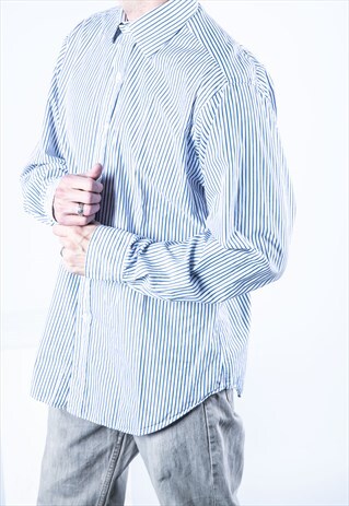 VINTAGE POLO RALPH LAUREN SHIRT IN BLUE AND WHITE STRIPES