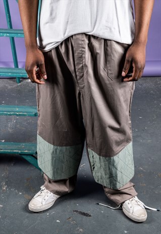 VINTAGE WORKER TROUSERS BEIGE WITH REFLECTIVE KNEE PATCHES