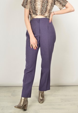 VINTAGE 90S HIGH WAIST TROUSERS IN PURPLE