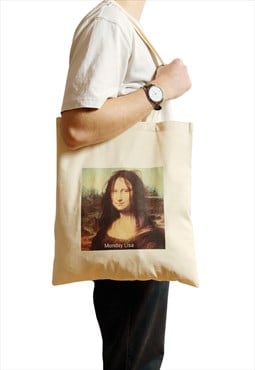 Funny 'Monday Lisa' Tote Bag Mona Lisa Parody Joke Bag