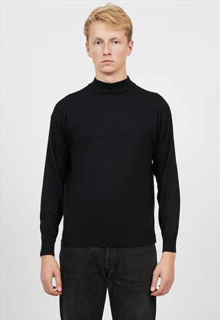 VINTAGE BLACK HIGH NECK KNIT JUMPER SWEATER