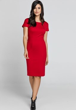Fitted Red Cap Sleeve Dress Conquista Fashion