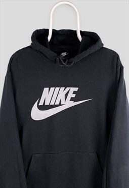Vintage Nike Black Centre Swoosh Spell Out Hoodie Large