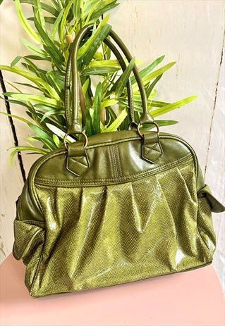 VINTAGE GREEN SNAKESKIN INSIDE ZIP 90'S HANDBAG